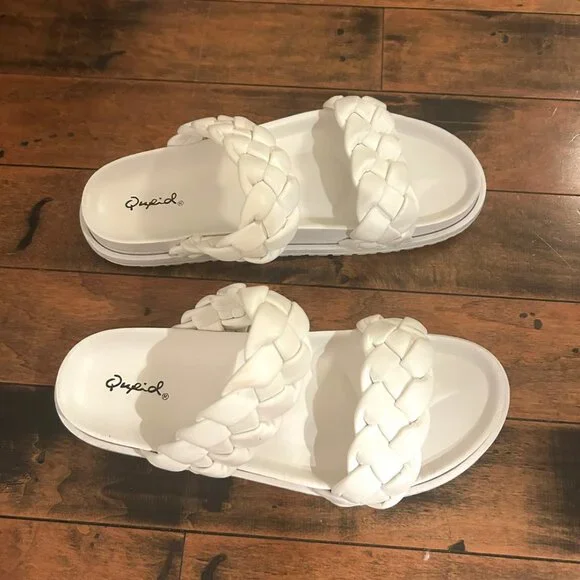 Lulu’s Eloise White Braided Slide Sandals – Size 8 - Picture 3 of 4